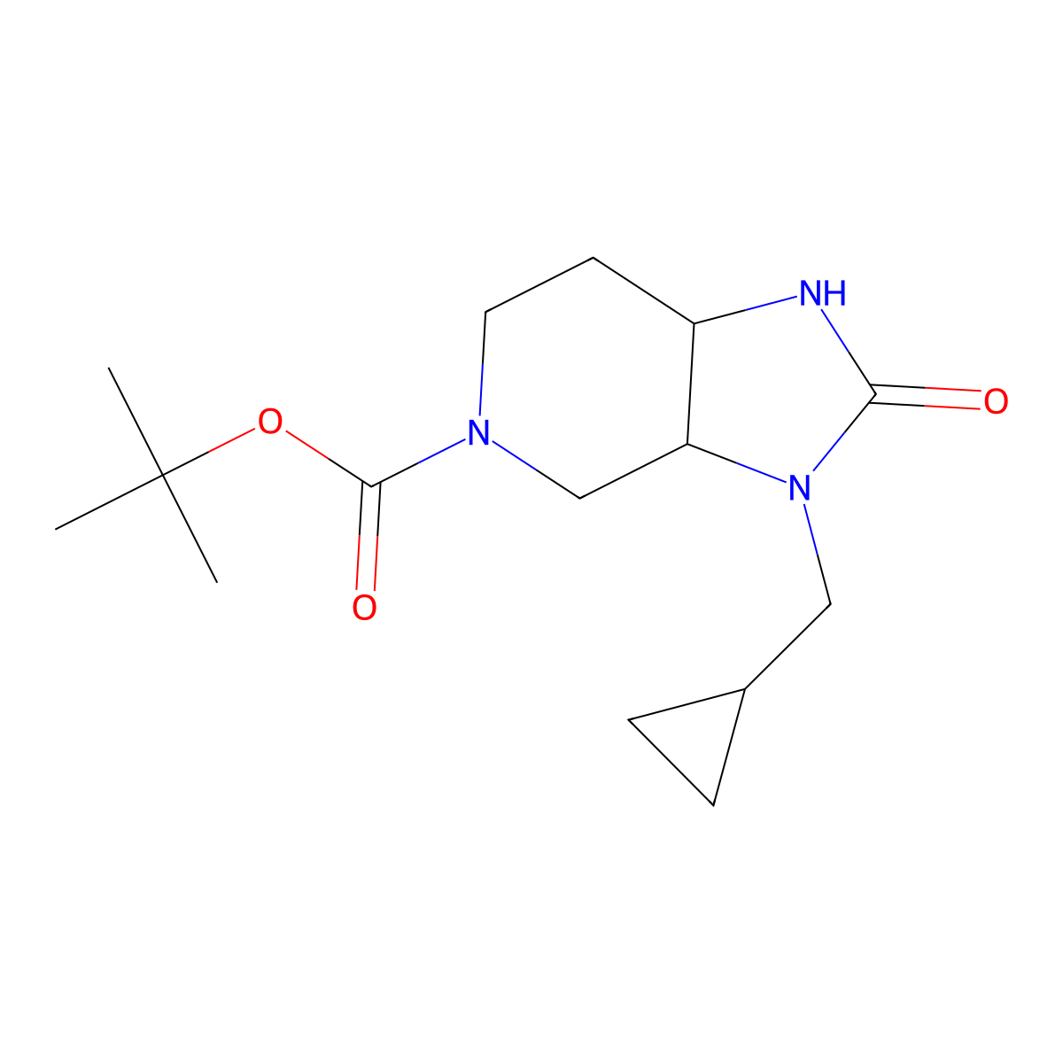 (3AR,7aS)-tert-butyl 3-(cyclopropylmethyl)-2-oxohexahydro-1H-imidazo[4,5-c]pyridine-5(6H)-carboxylate molecular structure, CAS 1958063-29-0