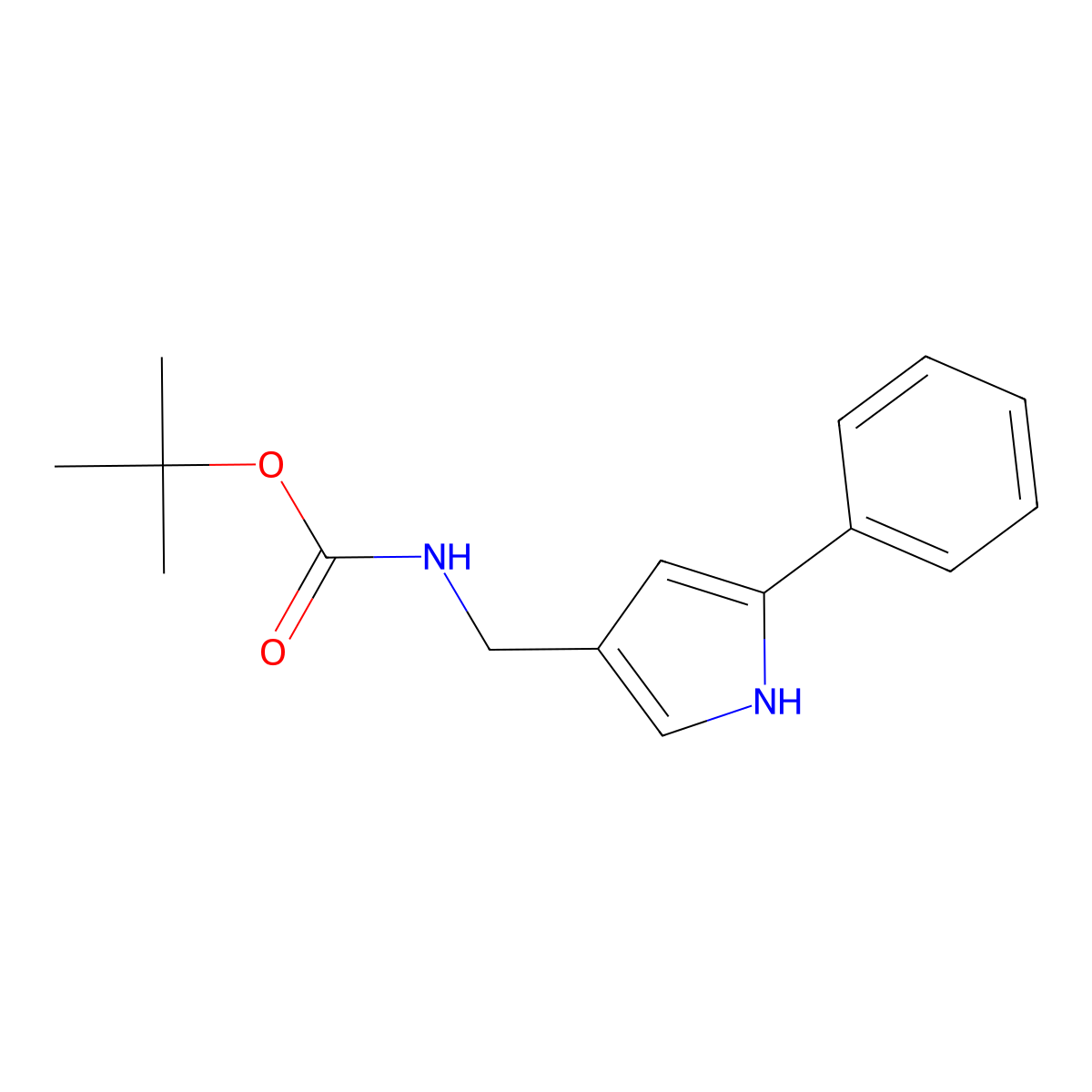 Tert-butyl (5-phenyl-1H-pyrrol-3-YL)methylcarbamate molecular structure, CAS 1958068-86-4