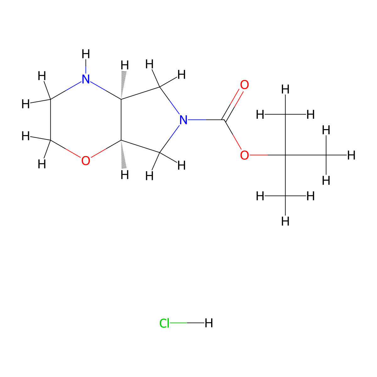 cis-Tert-butyl hexahydropyrrolo[3,4-b][1,4]oxazine-6(2h)-carboxylate hcl molecular structure, CAS 1958068-89-7