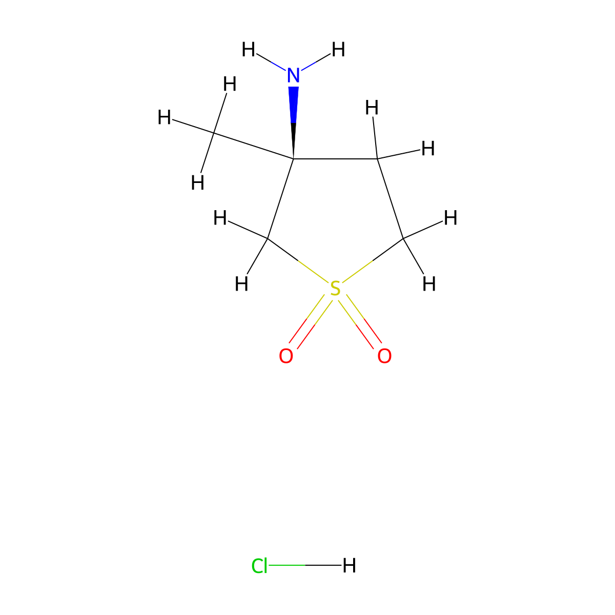 (S)-3-Amino-3-methyltetrahydrothiophene 1,1-dioxide hydrochloride molecular structure, CAS 1958087-77-8