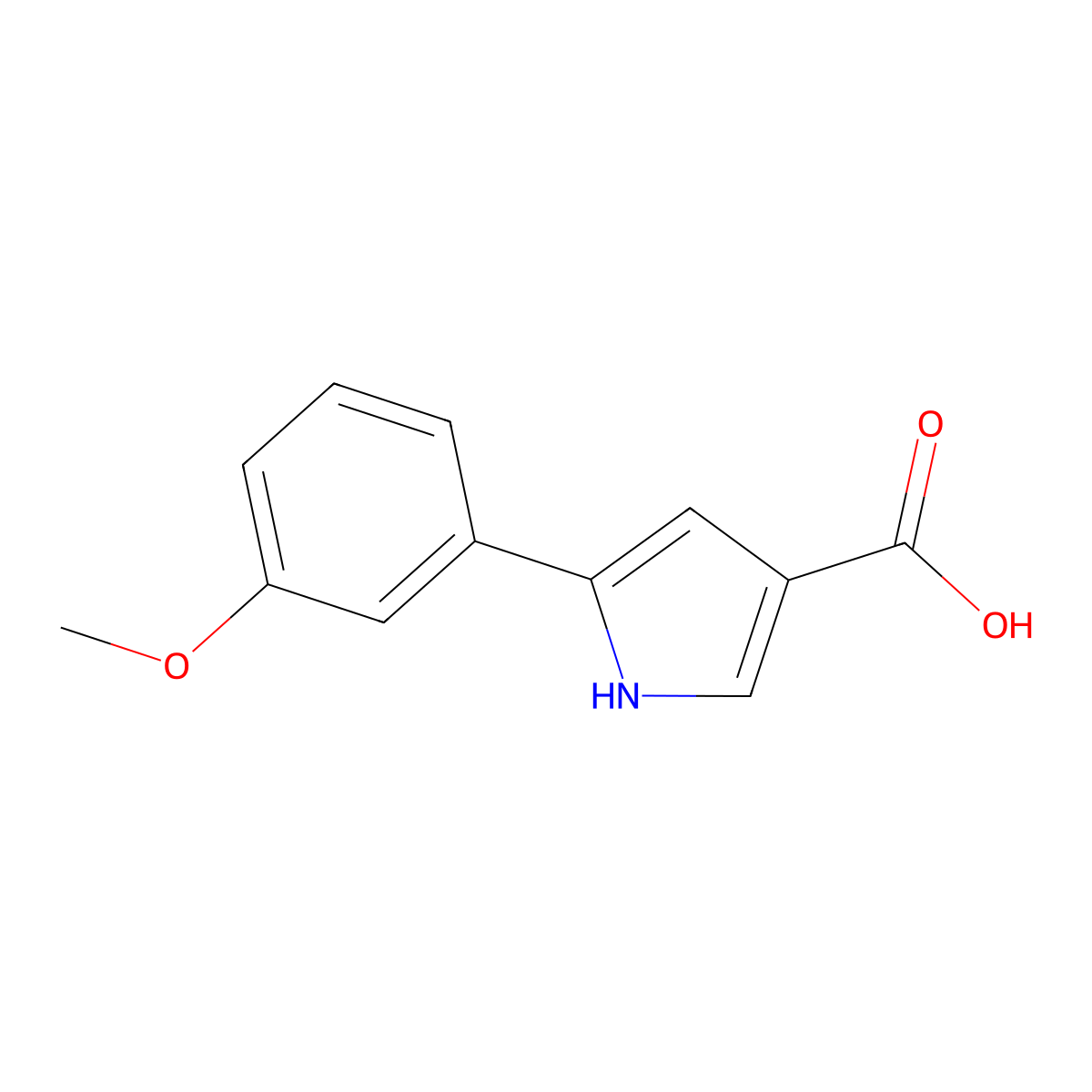5-(3-Methoxyphenyl)-1H-pyrrole-3-carboxylic acid molecular structure, CAS 1958089-15-0
