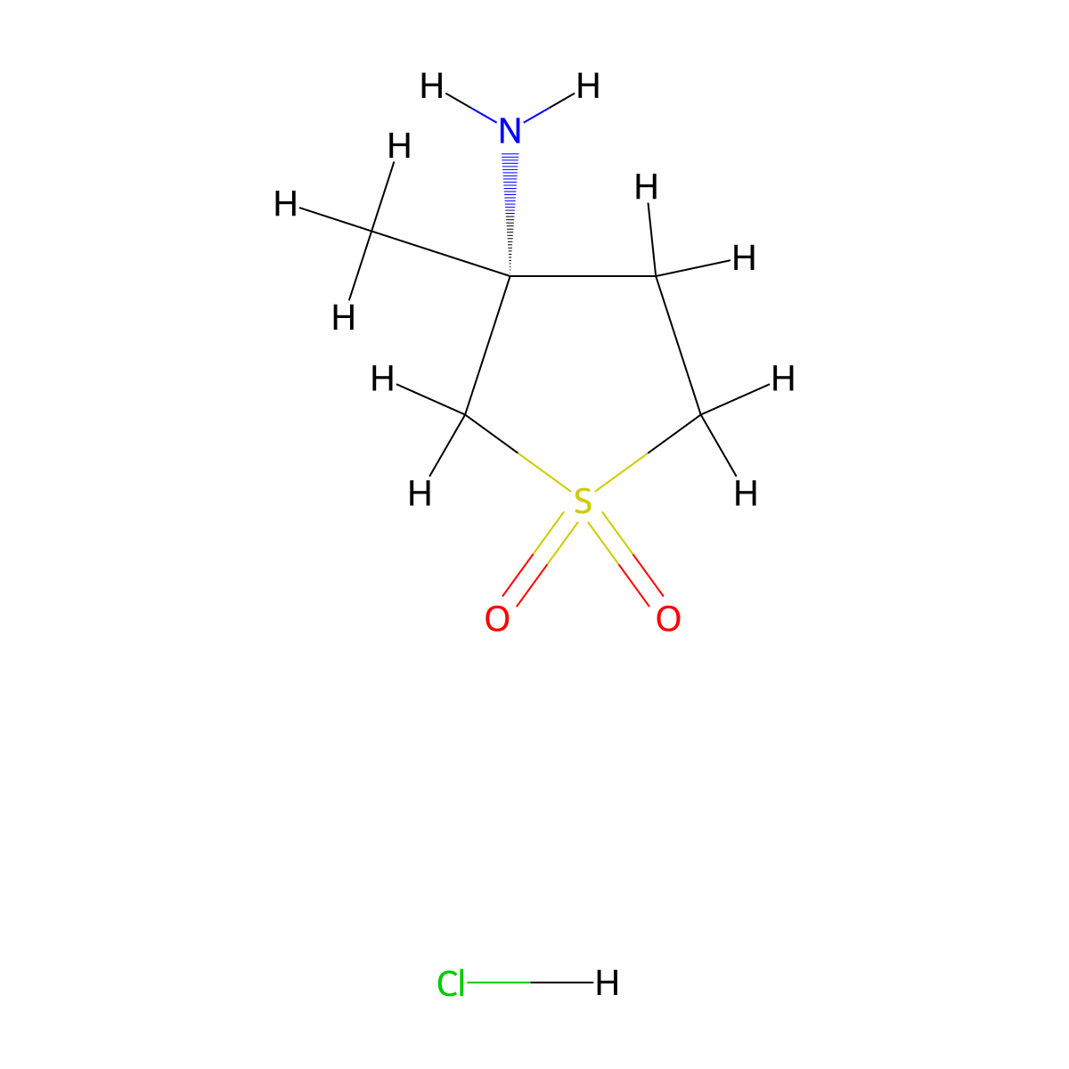 (R)-3-Amino-3-methyltetrahydrothiophene 1,1-dioxide hydrochloride molecular structure, CAS 1958091-83-2