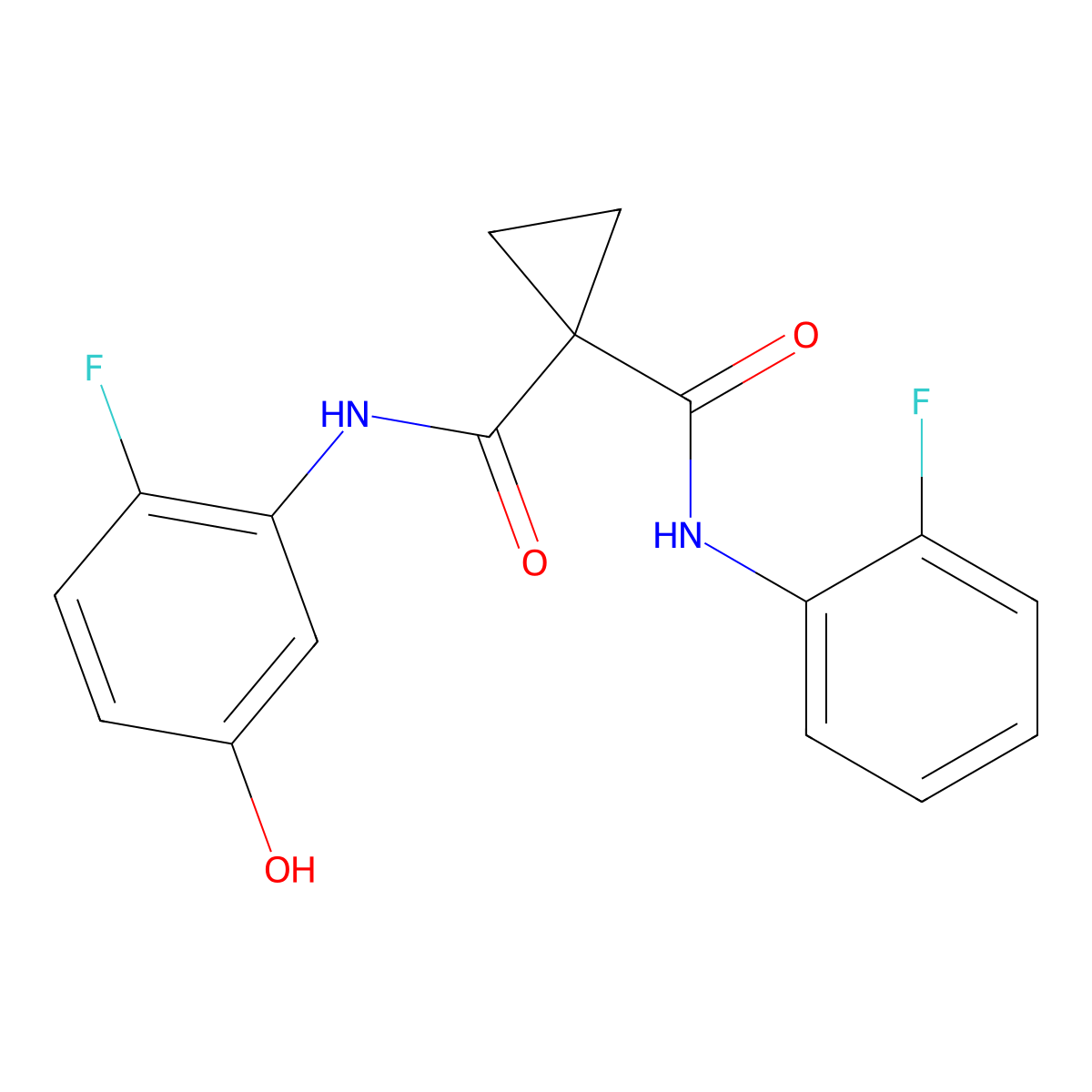 N-(2-Fluoro-5-hydroxyphenyl)-N'-(2-fluorophenyl)cyclopropane-1,1-dicarboxamide molecular structure, CAS 1958091-85-4