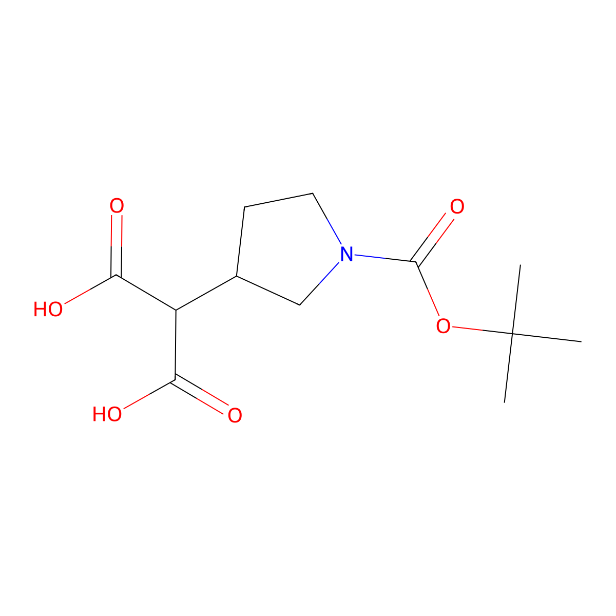 (S)-2-(1-(tert-butoxycarbonyl)pyrrolidin-3-yl)malonic acid molecular structure, CAS 1958100-35-0