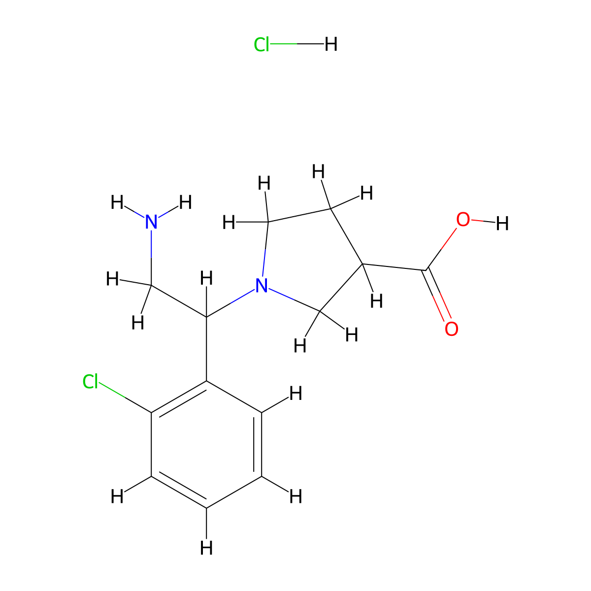 1-(2-Amino-1-(2-chlorophenyl)ethyl)pyrrolidine-3-carboxylic acid hydrochloride molecular structure, CAS 1958100-50-9