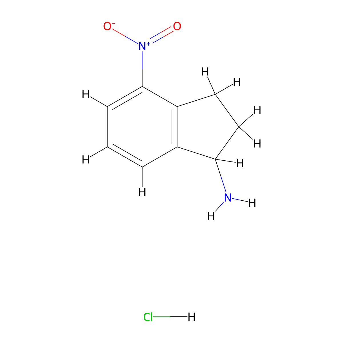 4-Nitro-2,3-dihydro-1H-inden-1-amine hydrochloride molecular structure, CAS 1958100-54-3