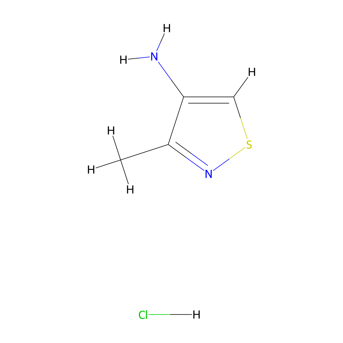 3-Methyl-1,2-thiazol-4-amine hydrochloride molecular structure, CAS 1958100-55-4