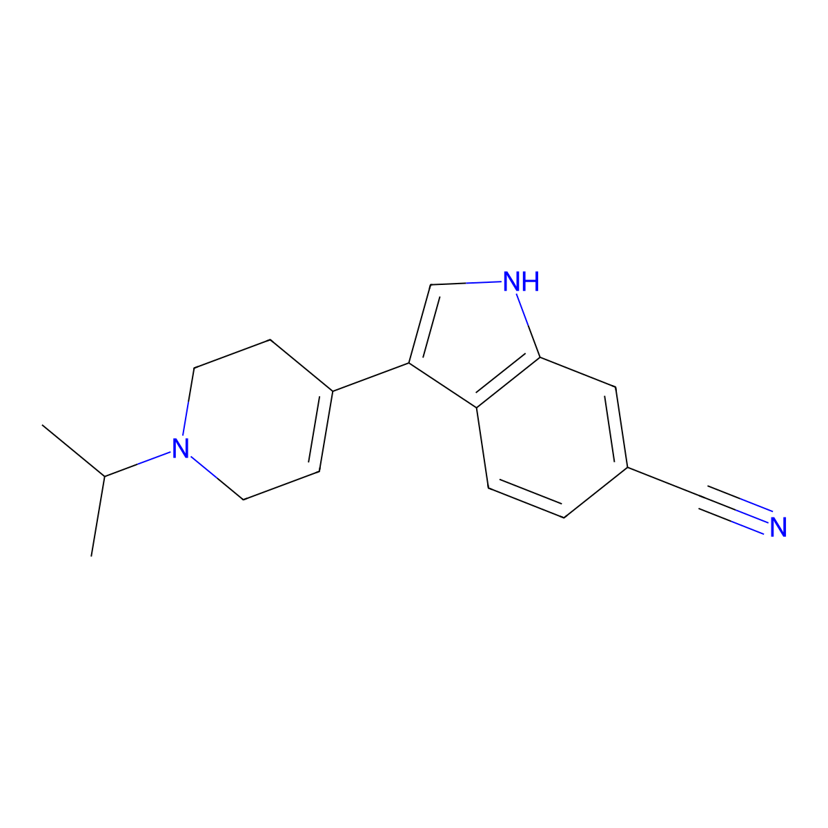 3-(1-Isopropyl-1,2,3,6-tetrahydropyridin-4-yl)-1H-indole-6-carbonitrile molecular structure, CAS 1958100-73-6