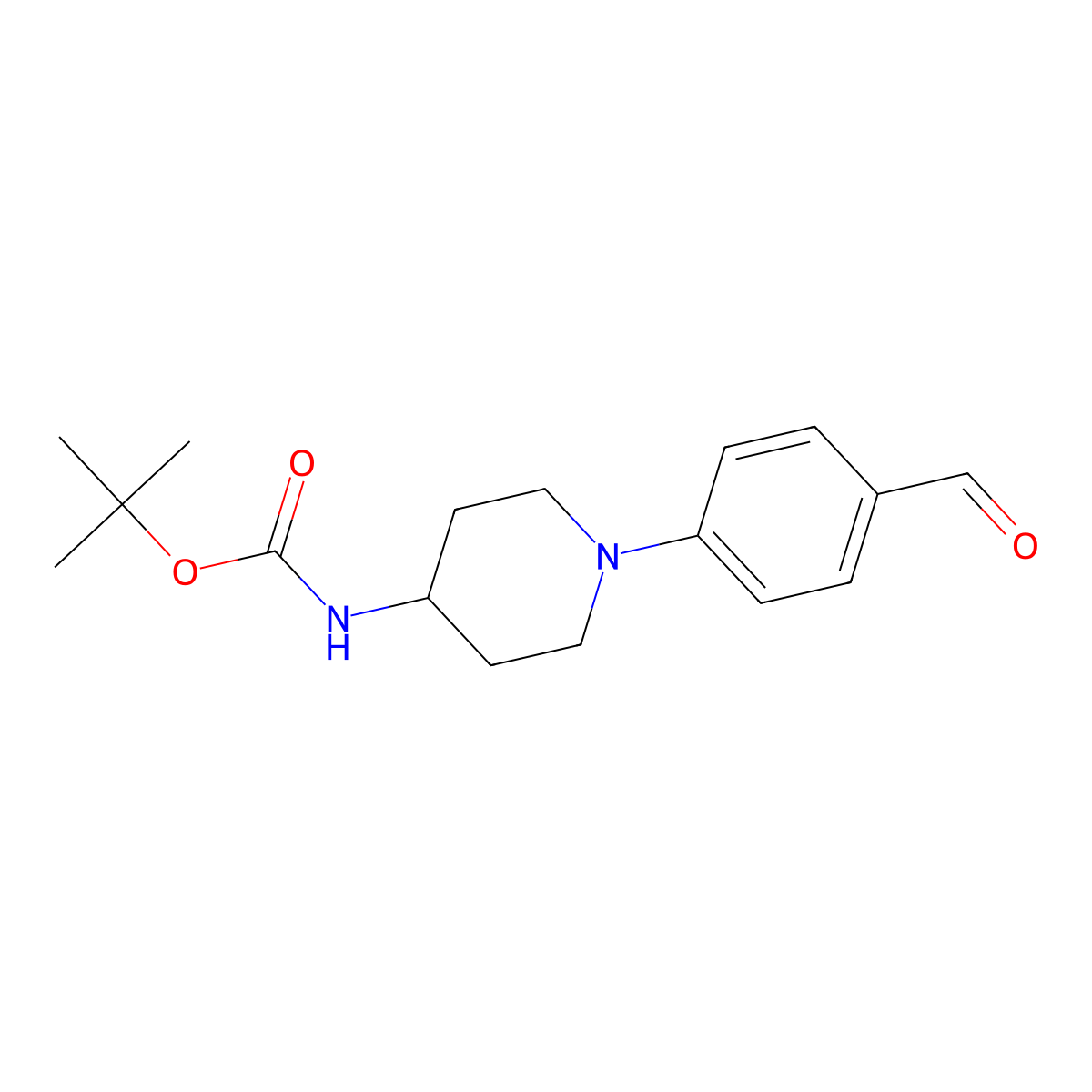 Tert-butyl (1-(4-formylphenyl)piperidin-4-yl)carbamate molecular structure, CAS 1958100-77-0