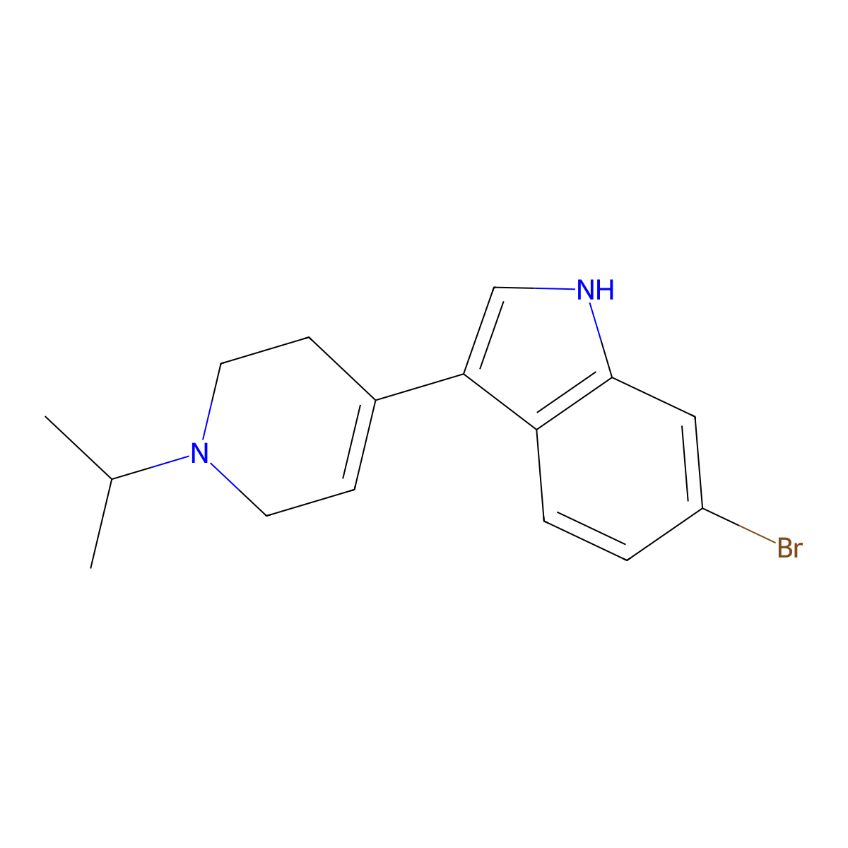6-Bromo-3-(1-isopropyl-1,2,3,6-tetrahydropyridin-4-yl)-1H-indole molecular structure, CAS 1958100-90-7
