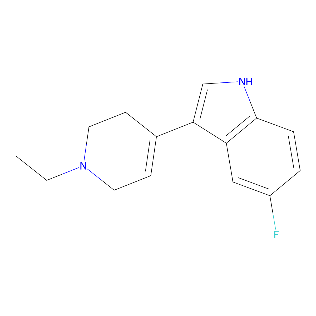 3-(1-Ethyl-1,2,3,6-tetrahydropyridin-4-yl)-5-fluoro-1H-indole molecular structure, CAS 1958100-93-0