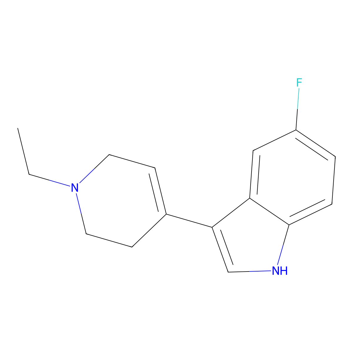 3-(1-Ethyl-1,2,3,6-tetrahydropyridin-4-yl)-5-fluoro-1H-indole molecular structure, CAS 1958100-93-0