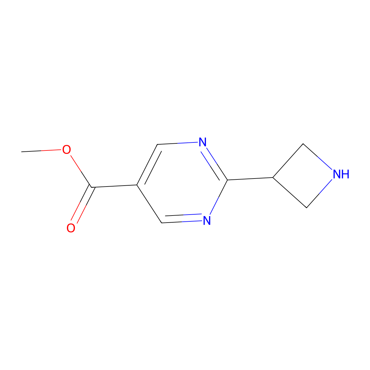 Methyl 2-(azetidin-3-yl)pyrimidine-5-carboxylate molecular structure, CAS 1958101-02-4