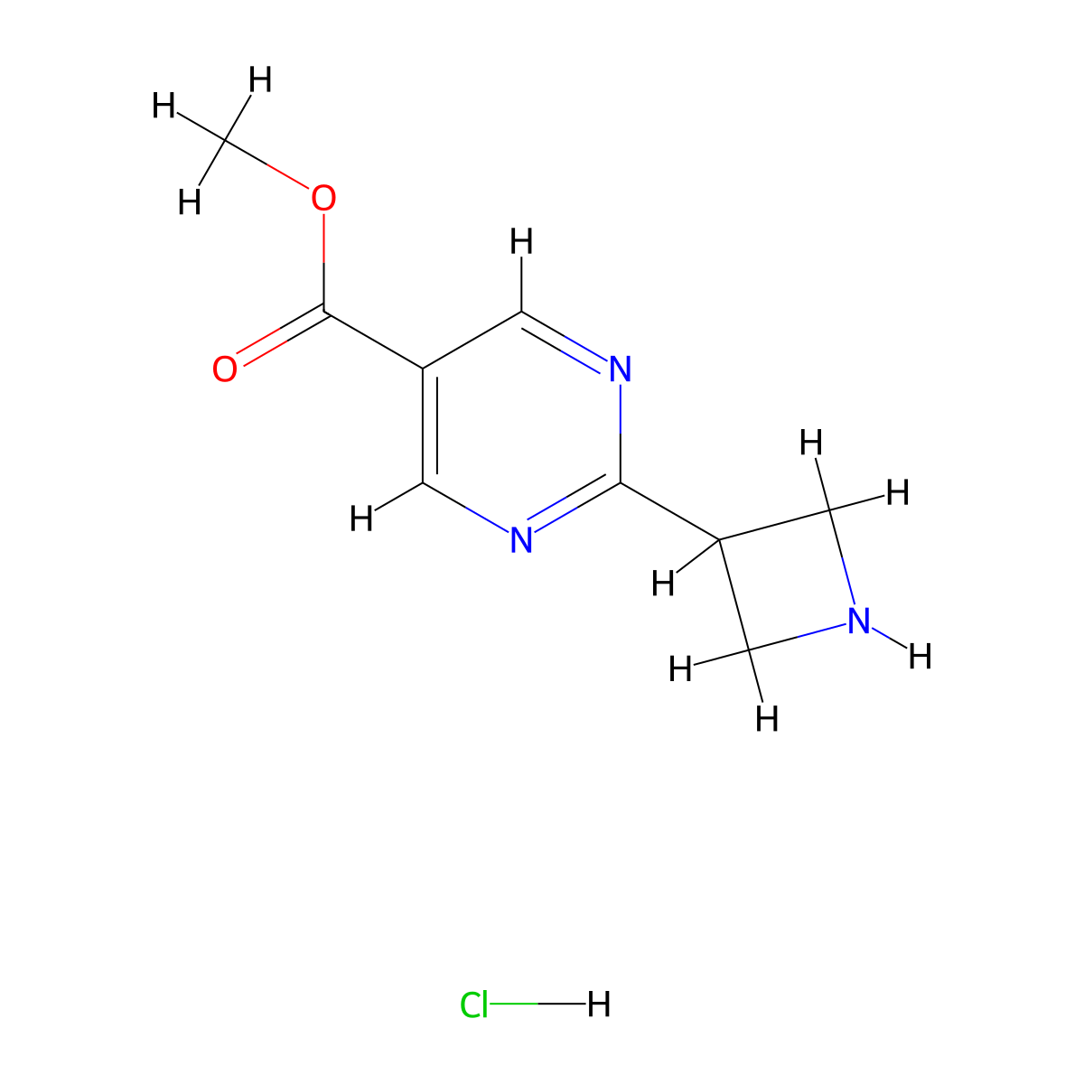 Methyl 2-(azetidin-3-yl)pyrimidine-5-carboxylate HCl molecular structure, CAS 1958101-03-5