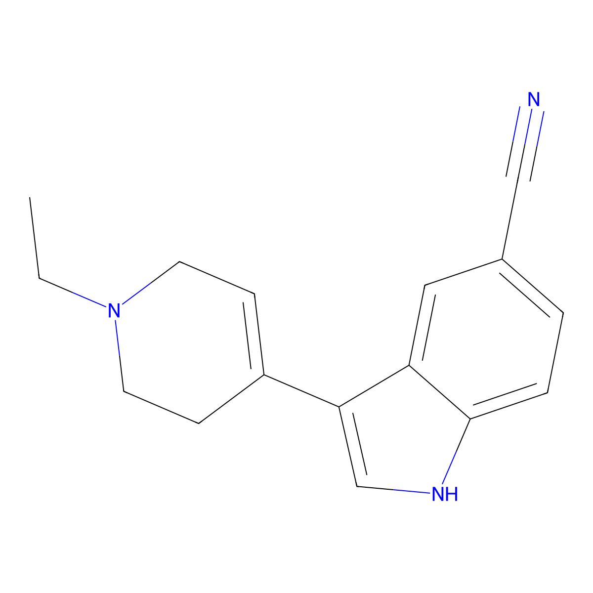 3-(1-Ethyl-1,2,3,6-tetrahydropyridin-4-yl)-1H-indole-5-carbonitrile molecular structure, CAS 1958101-06-8
