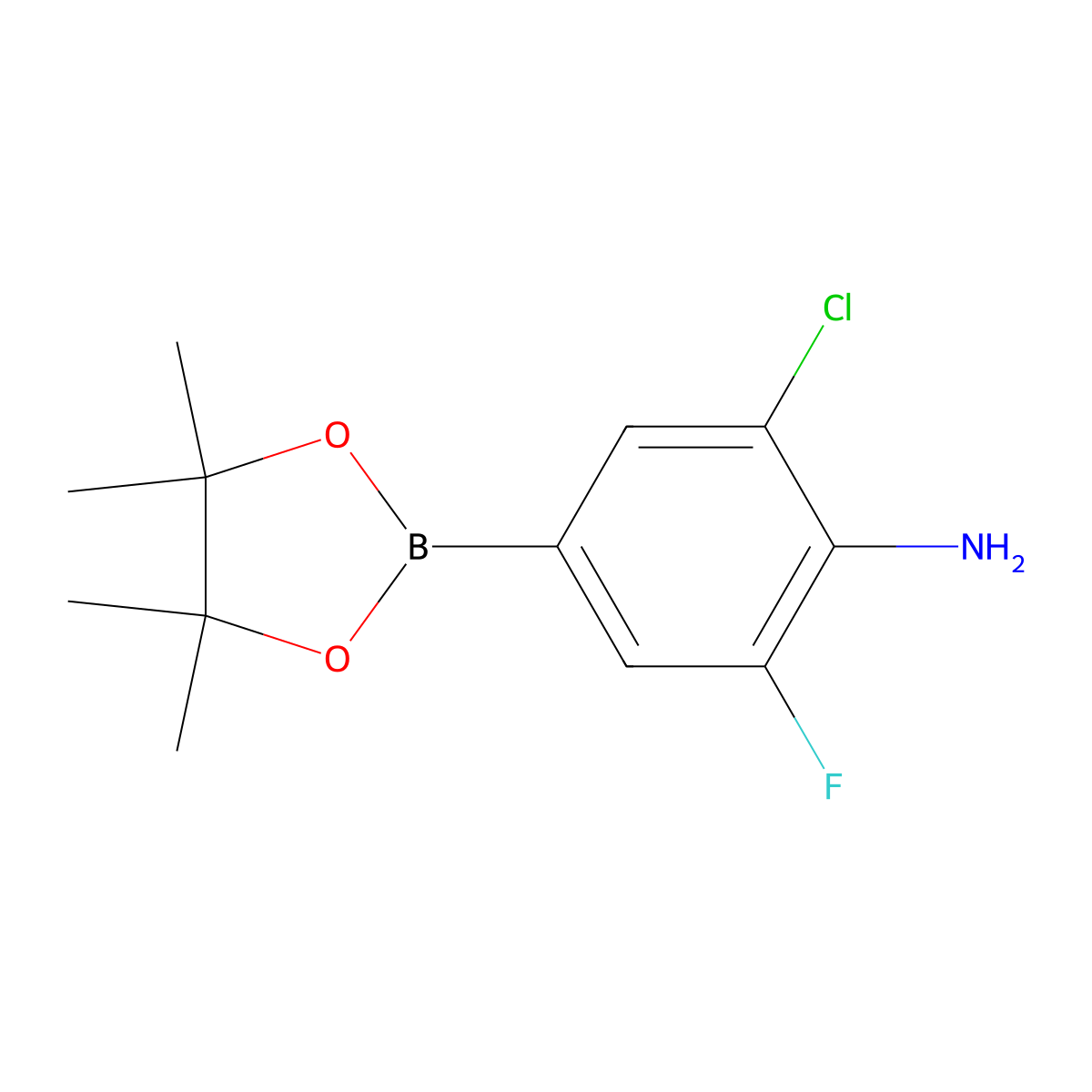 2-Chloro-6-fluoro-4-(4,4,5,5-tetramethyl-1,3,2-dioxaborolan-2-yl)aniline molecular structure, CAS 1958101-86-4