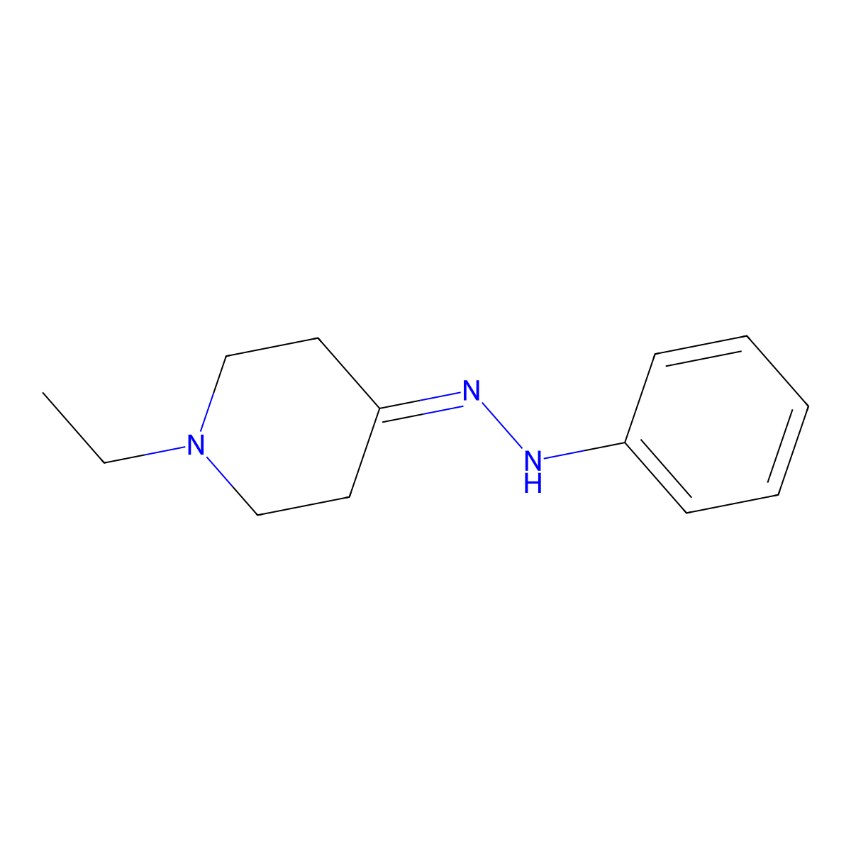 1-Ethyl-4-(2-phenylhydrazono)piperidine molecular structure, CAS 1958106-05-2