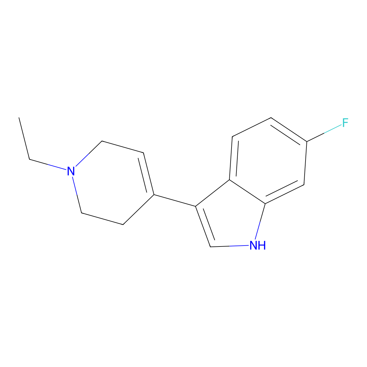 3-(1-Ethyl-1,2,3,6-tetrahydropyridin-4-yl)-6-fluoro-1H-indole molecular structure, CAS 1958106-08-5