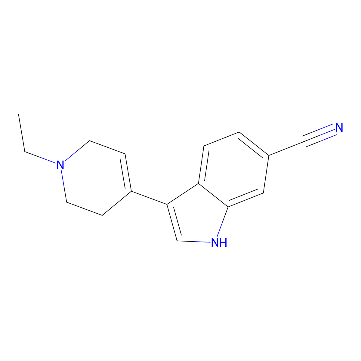 3-(1-Ethyl-1,2,3,6-tetrahydropyridin-4-yl)-1H-indole-6-carbonitrile molecular structure, CAS 1958106-12-1