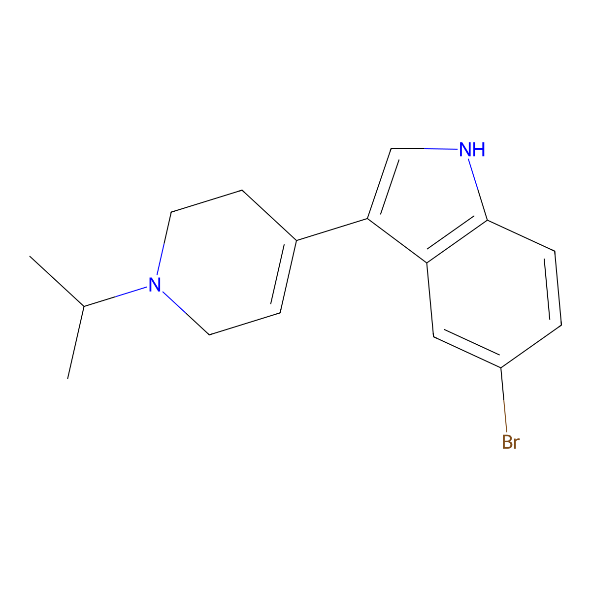 5-Bromo-3-(1-isopropyl-1,2,3,6-tetrahydropyridin-4-yl)-1H-indole molecular structure, CAS 1958106-13-2