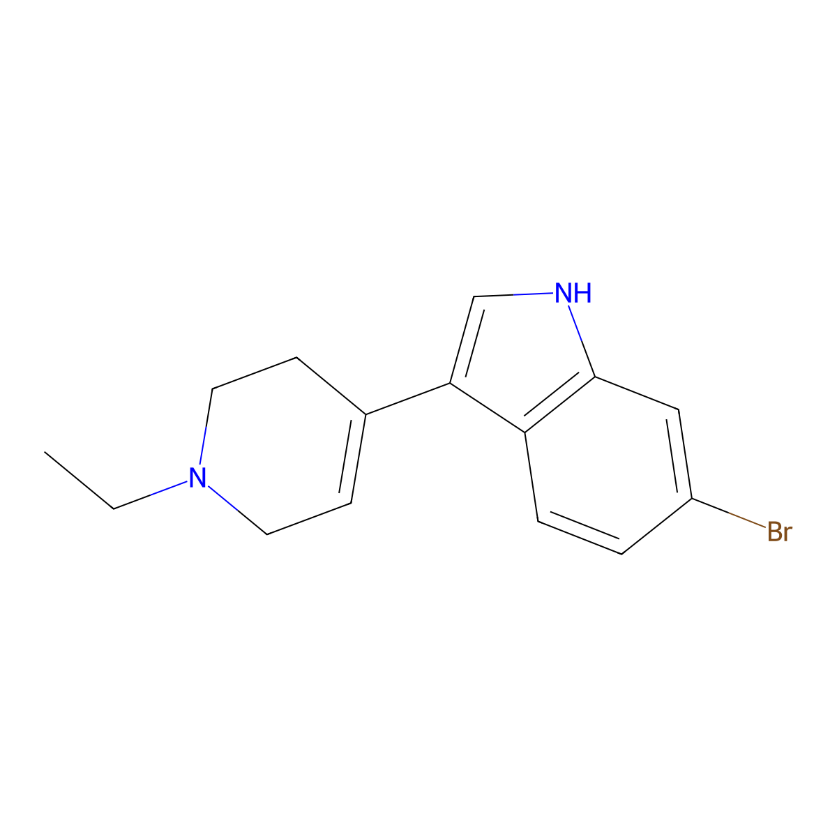 6-Bromo-3-(1-ethyl-1,2,3,6-tetrahydropyridin-4-yl)-1H-indole molecular structure, CAS 1958106-14-3
