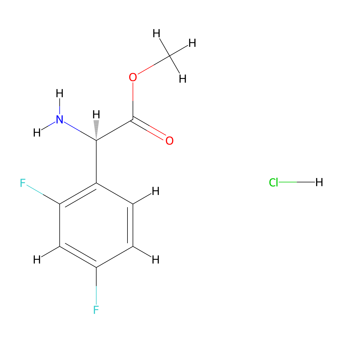 (R)-Methyl 2-amino-2-(2,4-difluorophenyl)acetate hydrochloride molecular structure, CAS 1958125-88-6