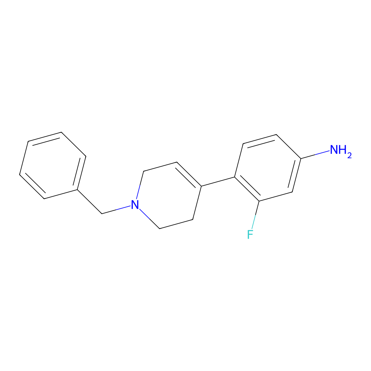 4-(1-Benzyl-1,2,3,6-tetrahydro-pyridin-4-yl)-3-fluoro-phenylamine molecular structure, CAS 195817-61-9