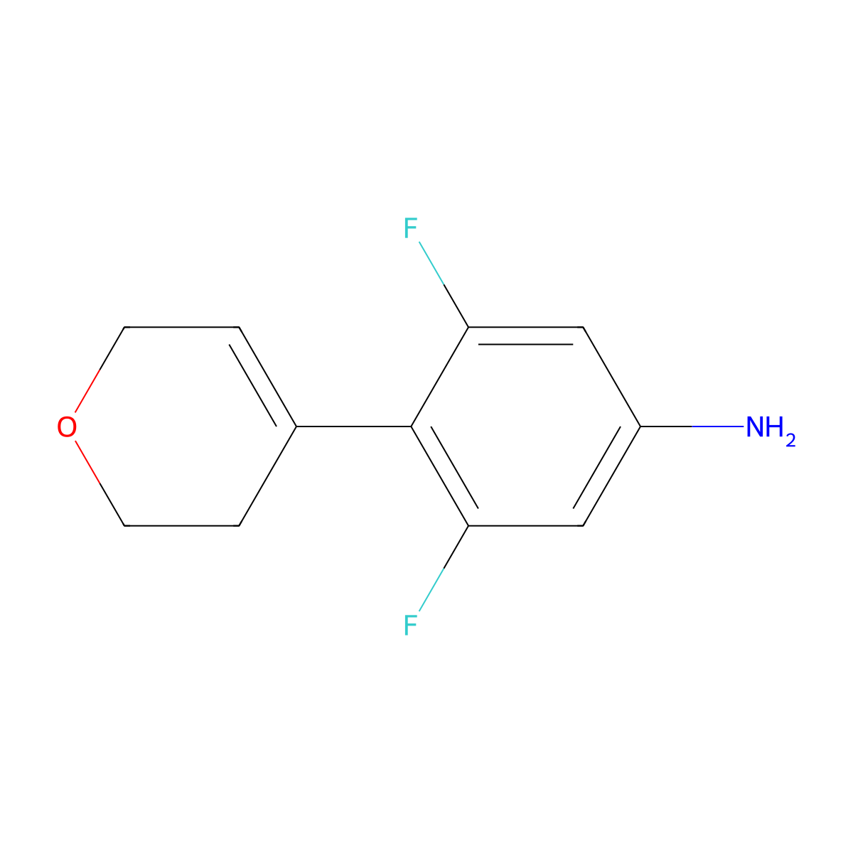 4-(3,6-dihydro-2H-pyran-4-yl)-3,5-difluoro-phenylamine molecular structure, CAS 195817-65-3