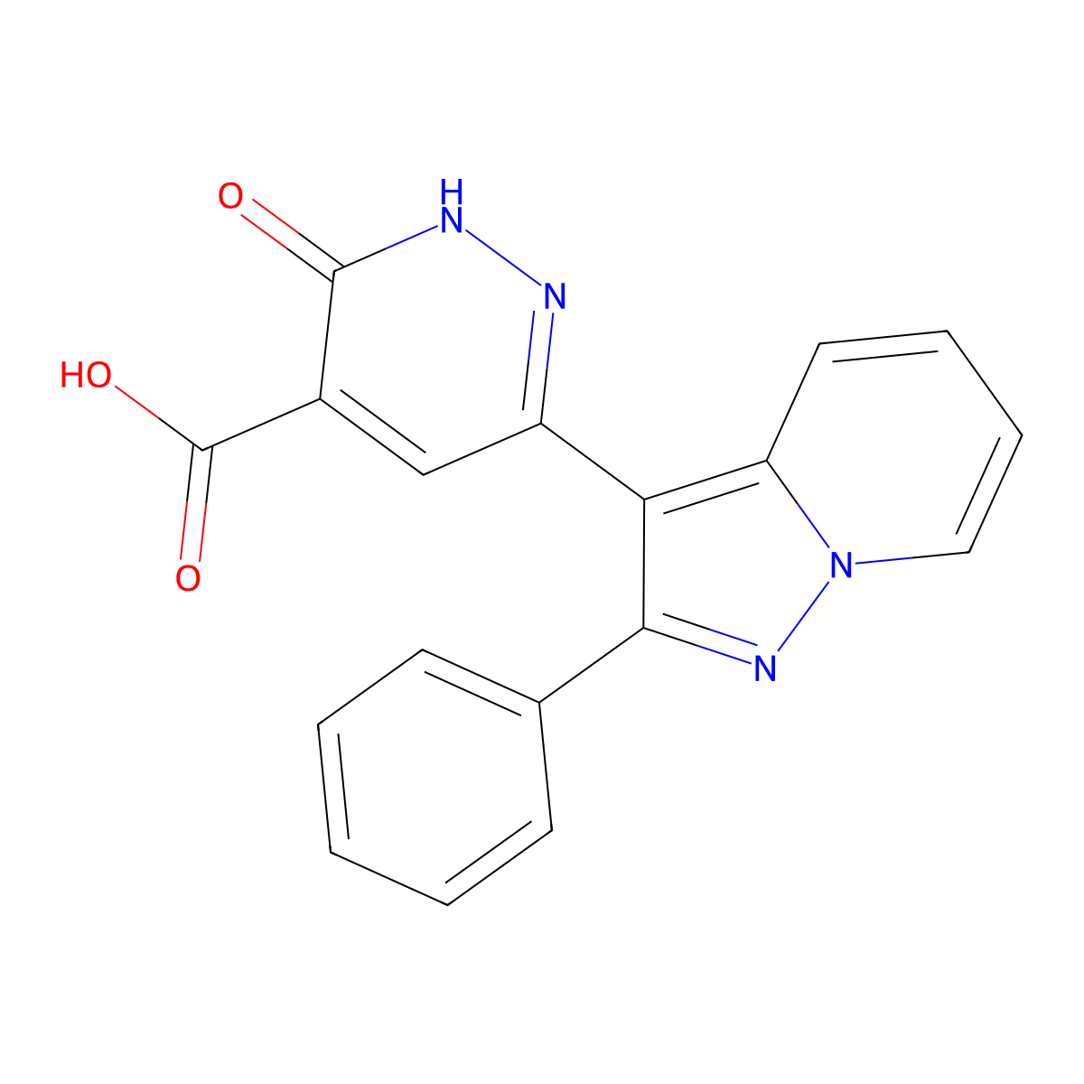 3-Oxo-6-(2-phenylpyrazolo[1,5-a]pyridin-3-yl)-2,3-dihydro-4-pyridazinecarboxylic acid molecular structure, CAS 195826-99-4