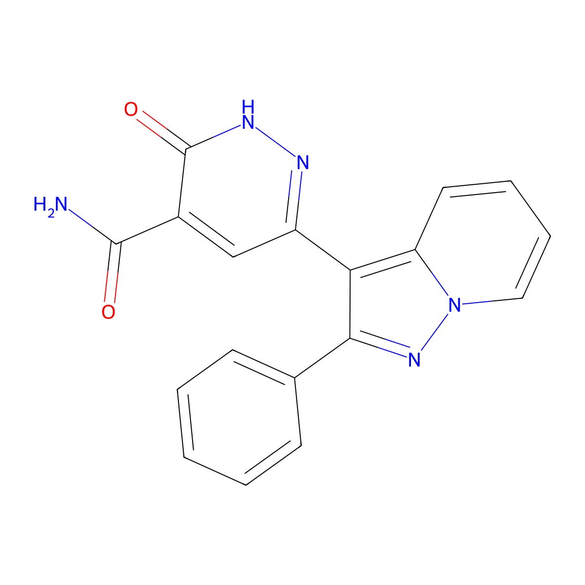 3-Oxo-6-(2-phenylpyrazolo[1,5-a]pyridin-3-yl)-2,3-dihydro-4-pyridazinecarboxamide molecular structure, CAS 195827-04-4