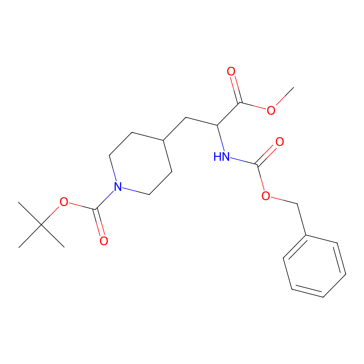 tert-Butyl 4-(2-(((benzyloxy)carbonyl)amino)-3-methoxy-3-oxopropyl)piperidine-1-carboxylate molecular structure, CAS 195877-39-5