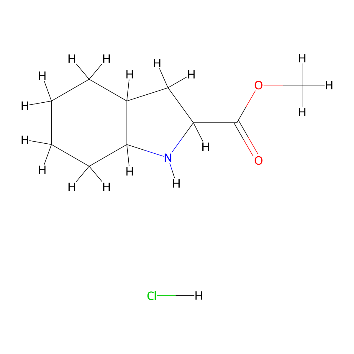 methyl octahydro-1H-indole-2-carboxylate hydrochloride molecular structure, CAS 195878-03-6