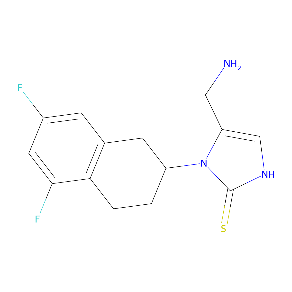 5-(aminomethyl)-1-[(2R)-5,7-difluoro-1,2,3,4-tetrahydronaphthalen-2-yl]-2,3-dihydro-1H-imidazole-2-thione molecular structure, CAS 195881-94-8