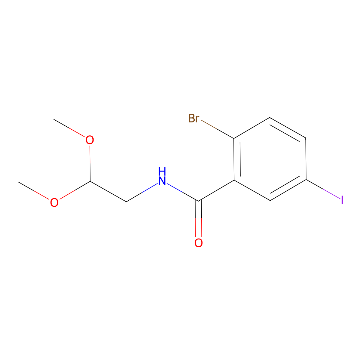 2-Bromo-N-(2,2-dimethoxyethyl)-5-iodobenzamide molecular structure, CAS 1958960-99-0