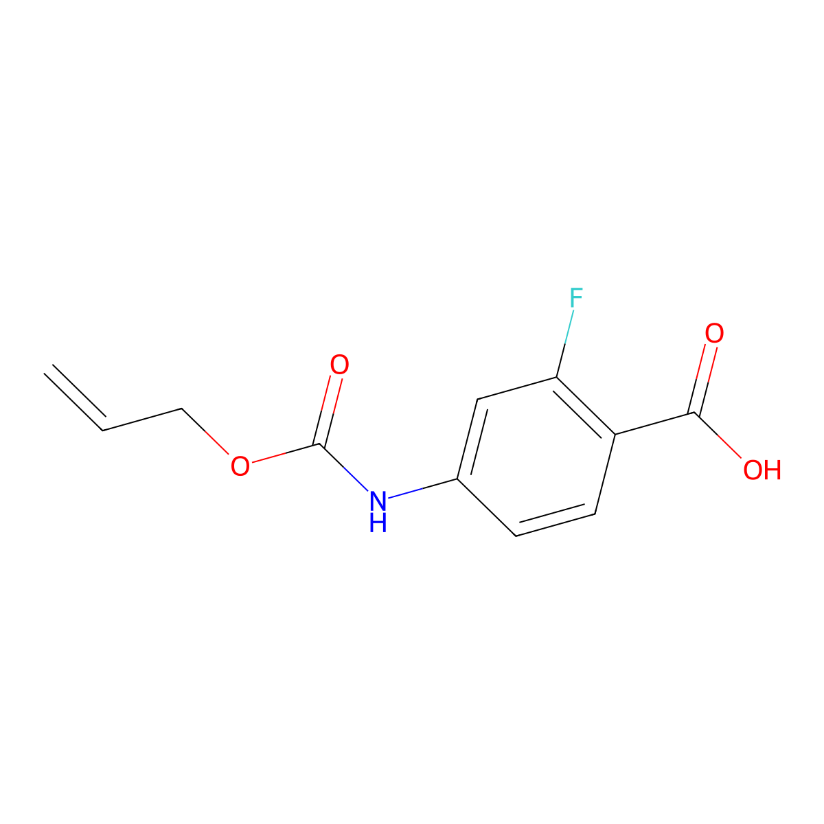 2-Fluoro-4-{[(prop-2-en-1-yloxy)carbonyl]amino}benzoic acid molecular structure, CAS 1958987-39-7