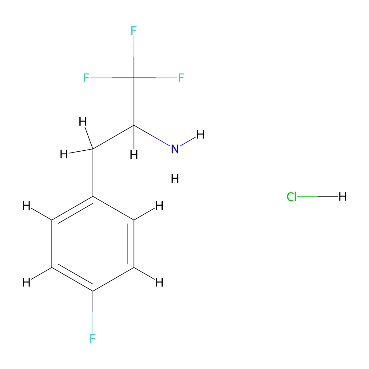 1,1,1-Trifluoro-3-(4-fluorophenyl)propan-2-amine hydrochloride molecular structure, CAS 1959-05-3