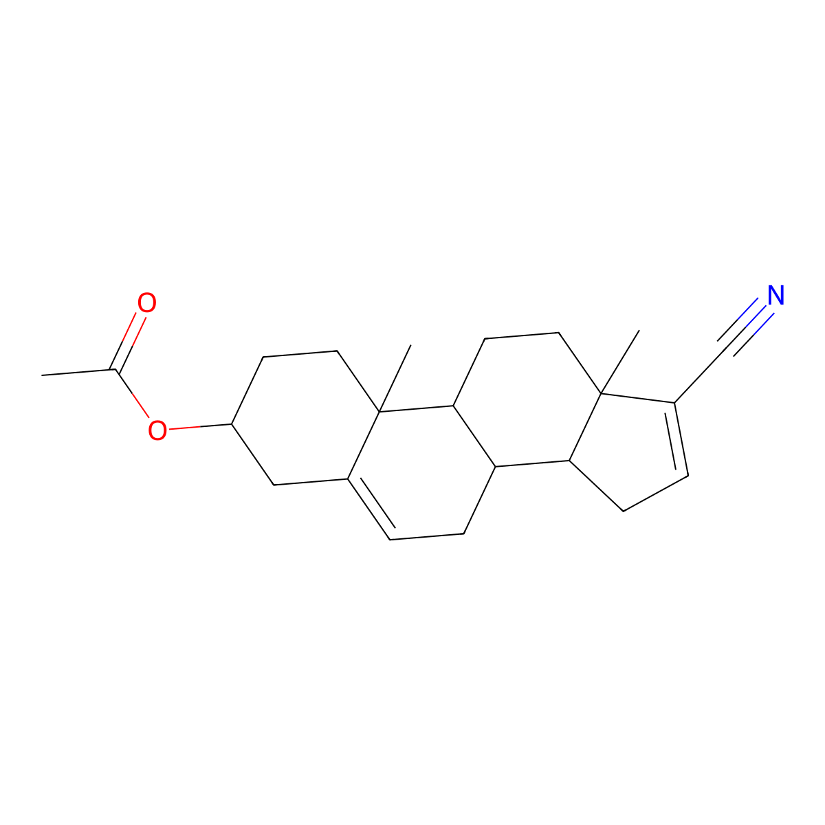 17-Cyano-5,16-androstadien-3 beta-ol-3-acetate molecular structure, CAS 19590-22-8
