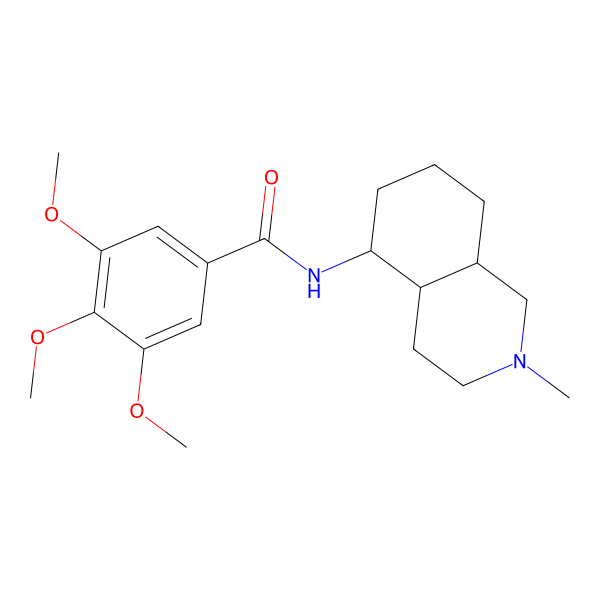 Benzamide, N-(decahydro-2-methyl-5-isoquinolyl)-3,4,5-trimethoxy-, cis- molecular structure, CAS 19590-85-3