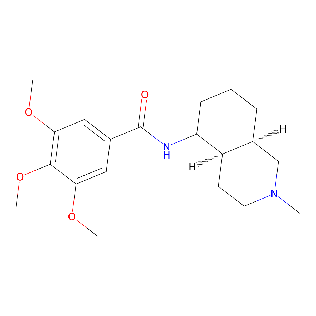 Benzamide, N-(decahydro-2-methyl-5-isoquinolyl)-3,4,5-trimethoxy-, cis- molecular structure, CAS 19590-85-3