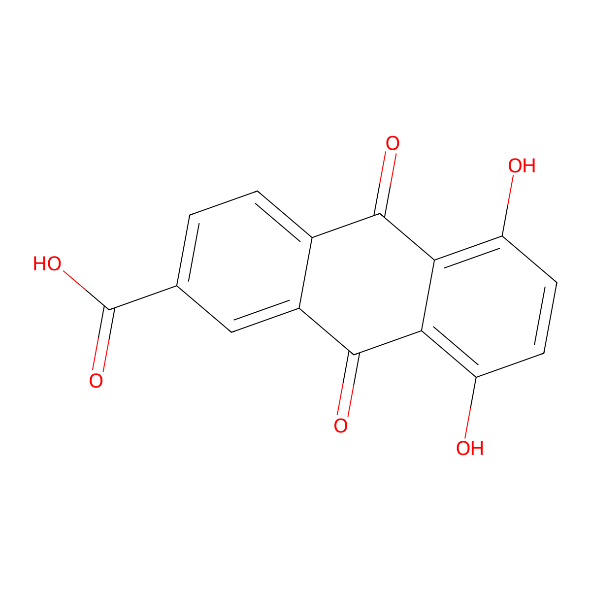 1,4-Dihydroxy-6-carboxy-anthraquinone molecular structure, CAS 19591-45-8