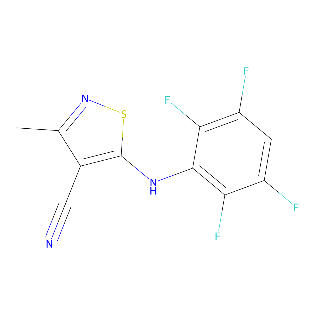 3-Methyl-5-[(2,3,5,6-tetrafluorophenyl)amino]-1,2-thiazole-4-carbonitrile molecular structure, CAS 1959171-98-2