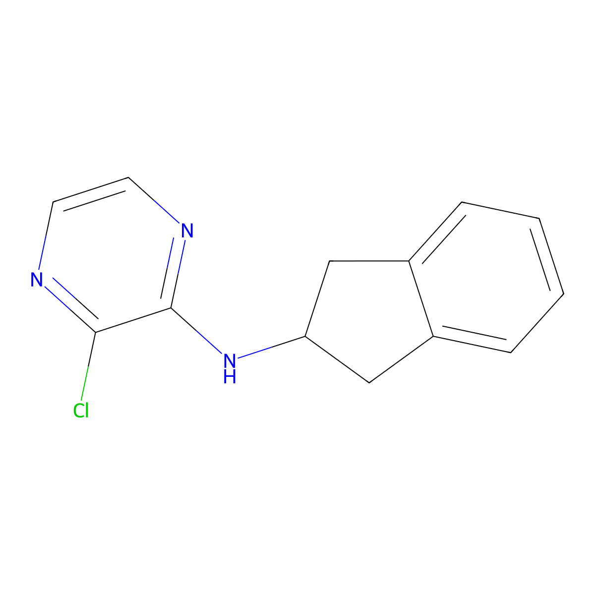 3-chloro-N-(2,3-dihydro-1H-inden-2-yl)pyrazin-2-amine molecular structure, CAS 1959199-65-5