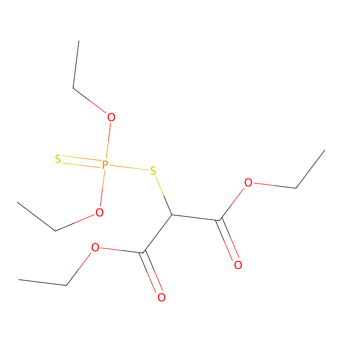 Phosphorodithioic acid, O,O-diethyl (S-(dicarbethoxy)methyl) ester molecular structure, CAS 19594-33-3
