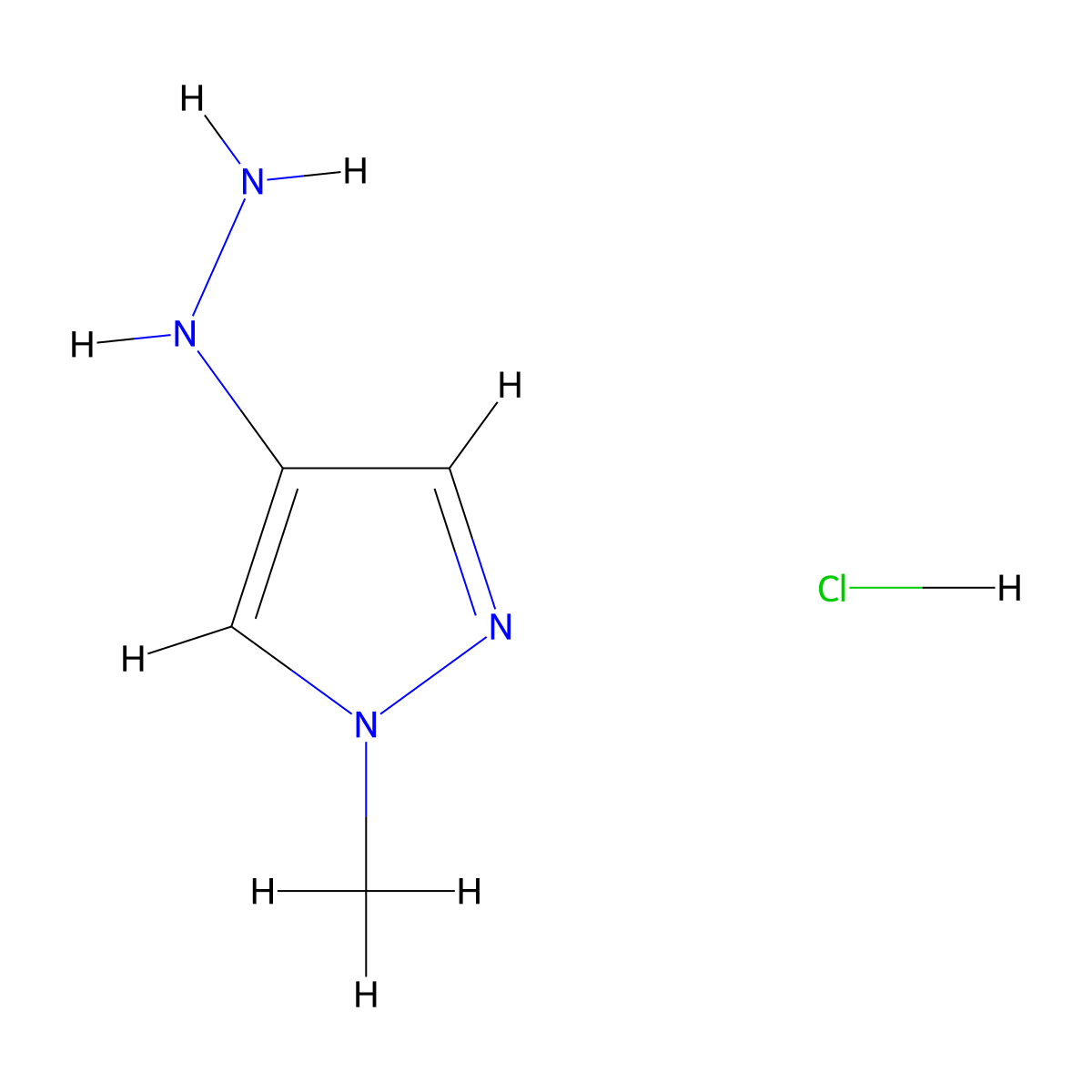 4-Hydrazinyl-1-methyl-1H-pyrazole hydrochloride molecular structure, CAS 1959556-31-0