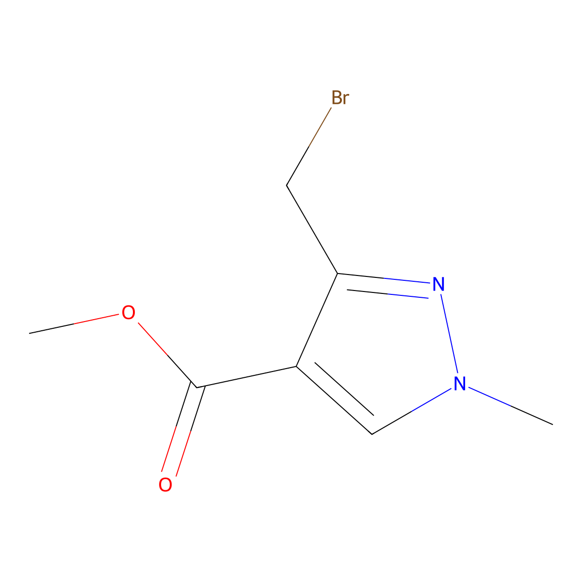 methyl 3-(bromomethyl)-1-methyl-1H-pyrazole-4-carboxylate molecular structure, CAS 1959557-91-5