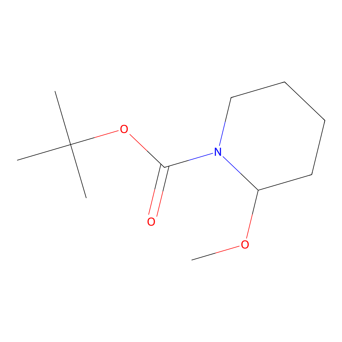 Tert-butyl 2-methoxypiperidine-1-carboxylate molecular structure, CAS 195964-51-3
