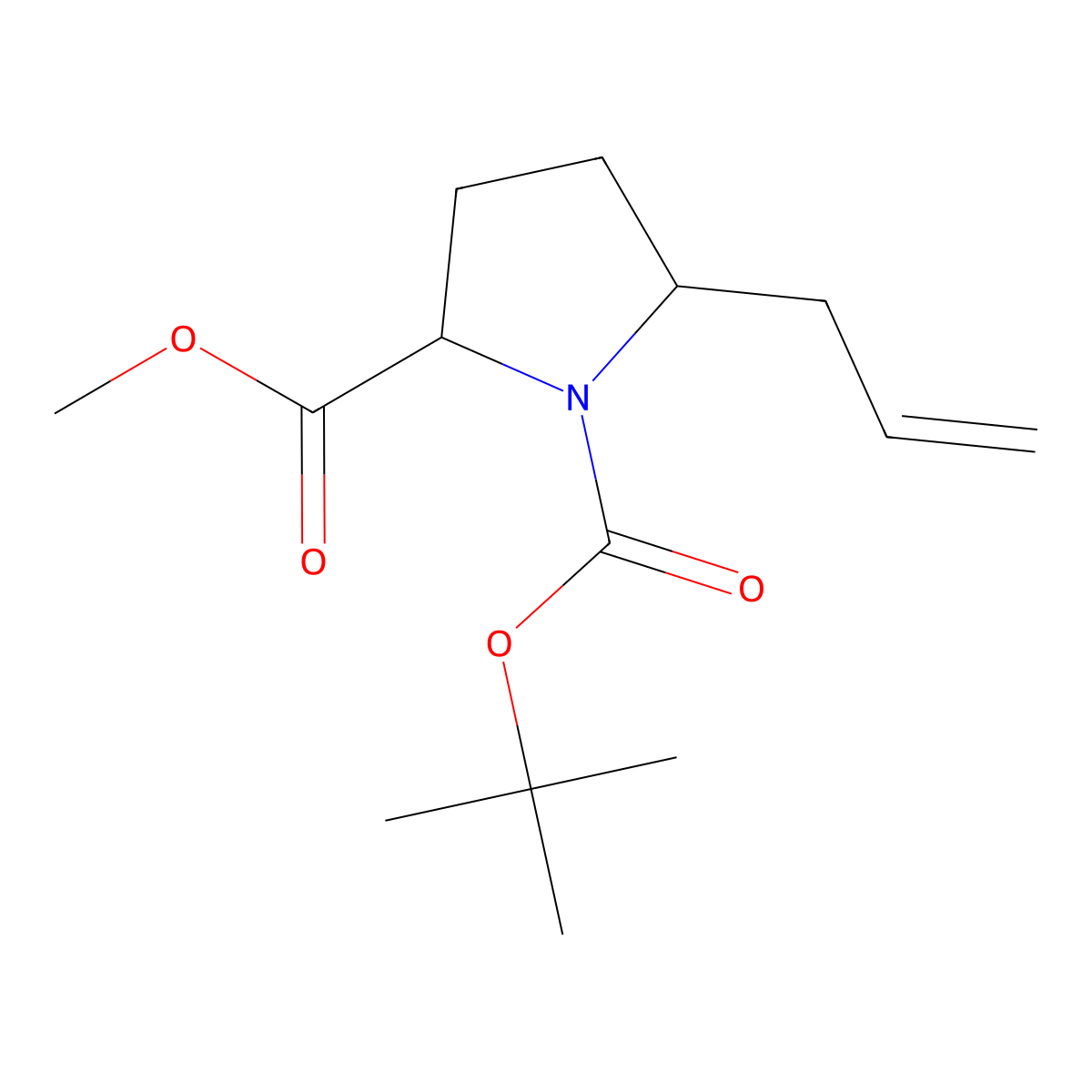 1-tert-Butyl 2-methyl (2S)-5-(prop-2-en-1-yl)pyrrolidine-1,2-dicarboxylate molecular structure, CAS 195964-65-9