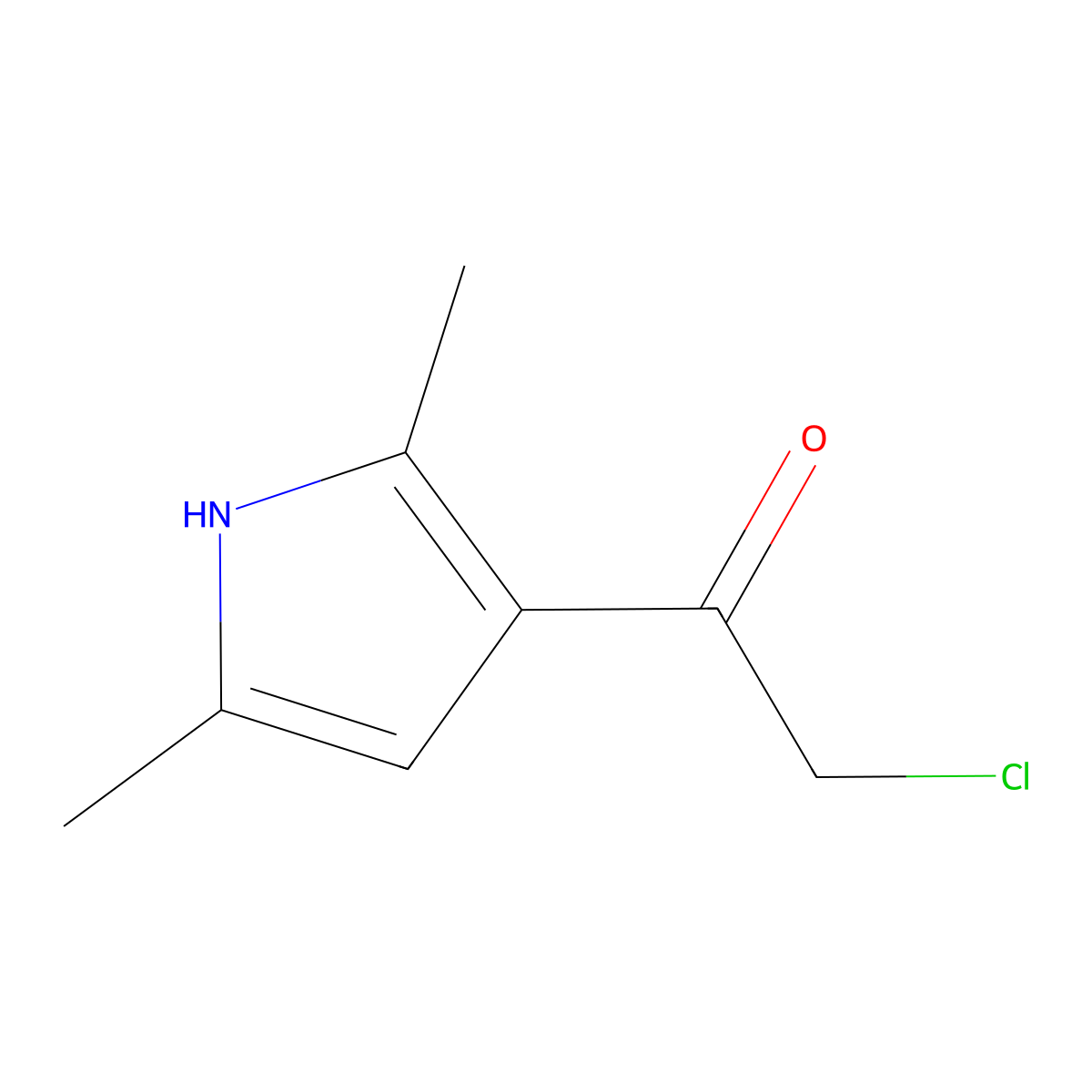2-chloro-1-(2,5-dimethyl-1H-pyrrol-3-yl)ethan-1-one molecular structure, CAS 19597-16-1
