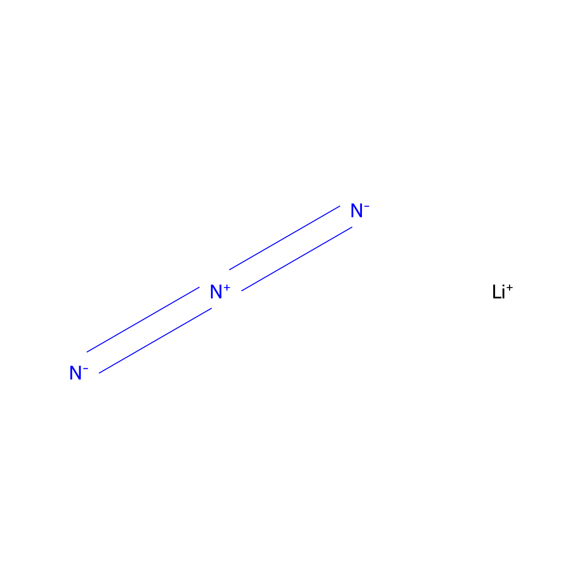 Lithium azide molecular structure, CAS 19597-69-4