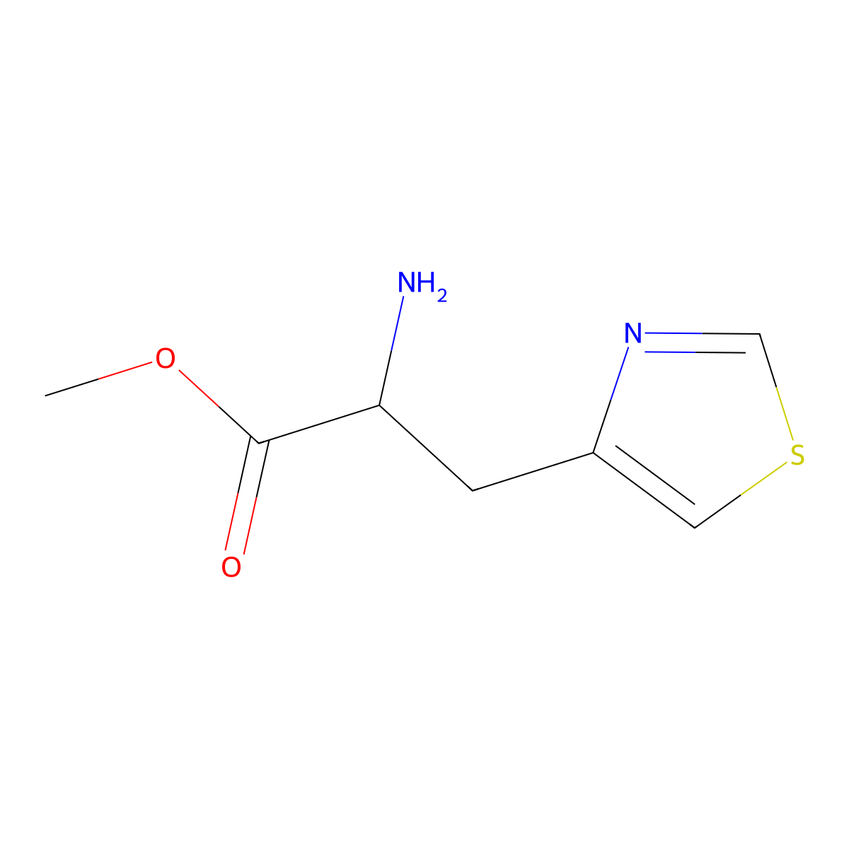 Methyl (2R)-2-amino-3-(1,3-thiazol-4-YL)propanoate molecular structure, CAS 195987-24-7